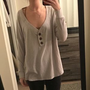 Grey Urban Outfitters quarter-button sweater
